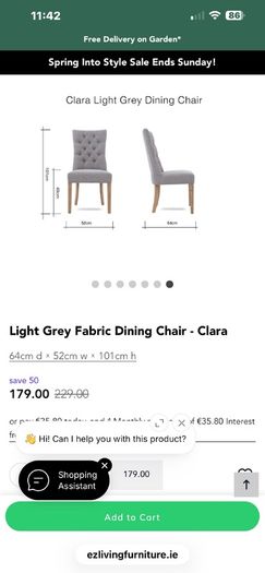 6 Clara Light Grey Dining chairs