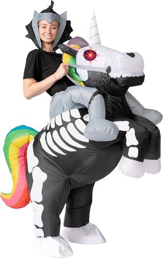 Creations inflatable Halloween Costume Ride A Skeleton Unicorn Ride On Inflatable Costume - Adult Unisex One Size (FREE SHIPPING)
