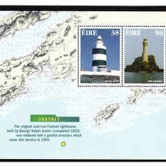 1997 Ireland Lighthouse Stamp Booklet Pane Showing The Fastnet Lighthouse Commemorative Stamps Mint Never Hinged (MNH). Hibernian HP94.