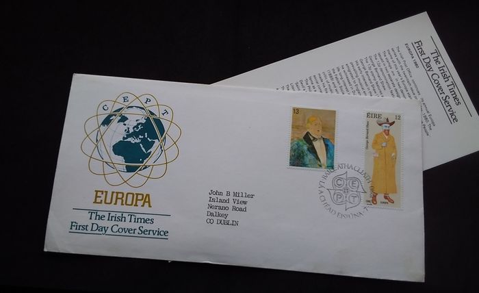 Ireland Stamps : Europa 1980 " Famous People " - The Irish Times , First Day Cover