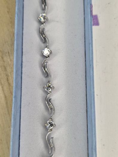 Sterling Silver S-Link Cubic Zirconia Tennis Bracelet Boxed 19cm
