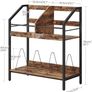 2-Tier Vinyl Record Storage Holder Rack, 250 LP Albums Display Shelf, Wooden Vinyl Storage Rack with Wire Dividers for Records, CDs, Books, Rustic Brown and Black Image 2