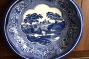 Vintage Daher blue and white 10 inch tin bowl