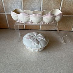 Belleek Parian China Shell Dish & Georgian Jewellery Box