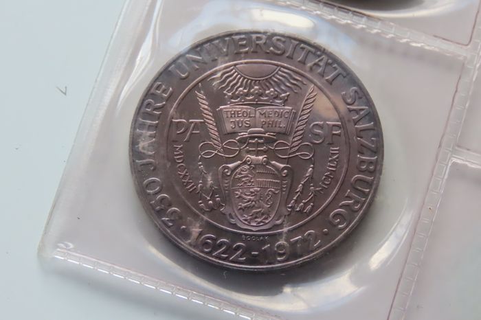 3 x Silver coins in 1972 Austrian Proof Coin Set ("durch Ihre Volksbank" edition)