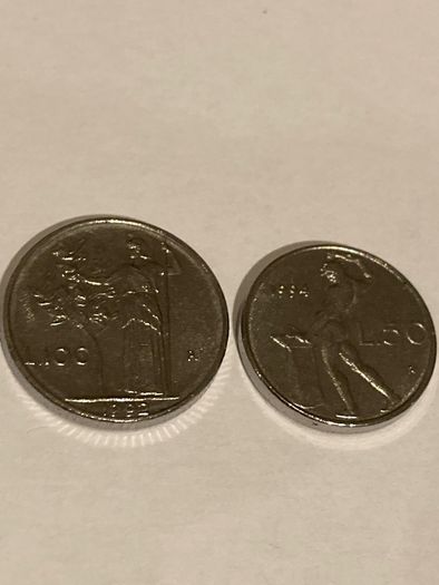 Italy 100 and 50 Lire small size