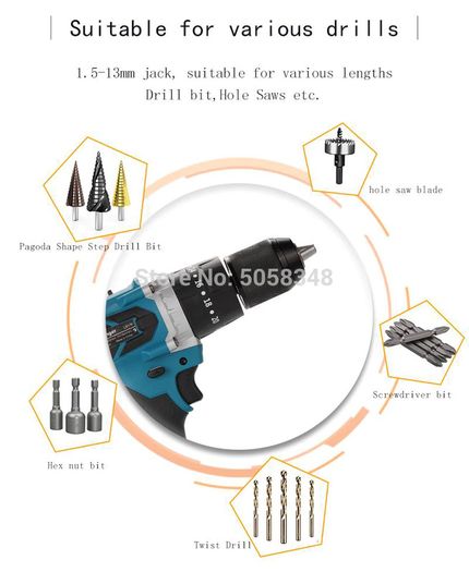 18V 13mm cordless impact drill 18V 13mm brushless impact drill 18V impact drill 18V screwdriver drill with two batteries