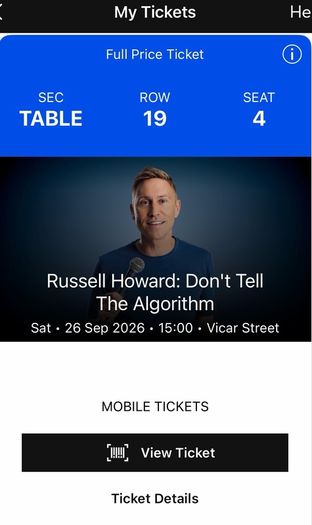 Russell Howard Tickets - Saturday 26th