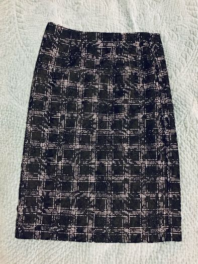 Mint Velvet Black Lace Overlay Skirt UK10 EU38 Knee Length Elegant Workwear