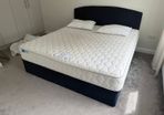 Navy super king bed, mattress,base and headboard