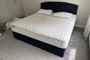 Navy super king bed, mattress,base and headboard