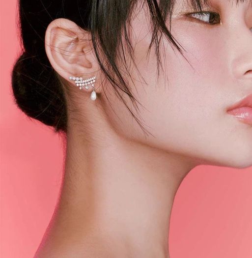 Sumiyaki Pearl and Diamante Earrings