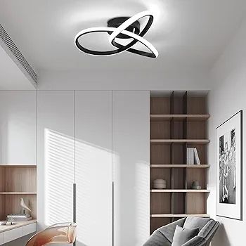Led Ceiling Light Dimmable, Modern Led Ceiling Lamp with Remote Control, Minimalist Black Ceiling Lights for Bedroom Kitchen Living Room Dining Office Hallway - 42W, Black, 40cm, 3000K-6000K