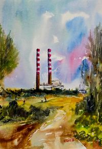 poolbeg walk watercolour