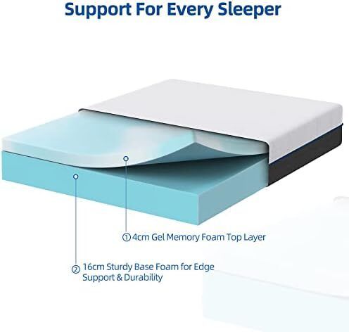 5FT King Size Memory Foam Mattress, 8 Inch with Soft Fabric, Skin-friendly Mattress, Breathable Cover, 2 Layer for More Supportive, Medium Firm-150x200x20cm