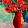 Floral themed 12 x 12 inch acrylic paintings on canvas panel, varnished. Original art by seller. Image 3