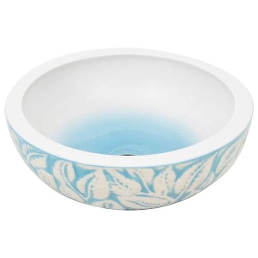 Countertop Basin White and Blue Round 41x14 cm Ceramic