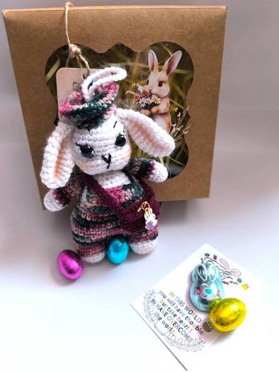Handmade Easter Bunny in Gift Box,Cute Personalised Bunny, Perfect Gift
