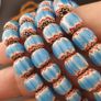 Vintage Venetian Style Turqouise Blue Chevron Glass Beads Necklace Strands Image 3