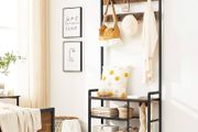 Coat Rack, Hall Tree with 8 Hooks, Shoe Bench, Storage Shelves, for Entryway, Bedroom, Steel Frame, Industrial Style, Rustic Brown and Black