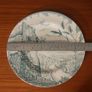 Fabulous Vintage Arklow Pottery Teal and White 9 Inch Wall Plate in an Unusual Landscape Pattern with a Castle Ruin Image 7