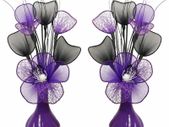 Matching Pair of Purple Vases with Purple Artificial Flowers, Ornaments Small Gift Home Accessories
