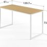 Home Office Desk 140 / 61 /74 cm  Metal and Wood Computer Desk, Easy Assembly  Natural Brown & White Image 2