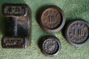 Vintage Old Handmade Rustic Iron Weight Measurement Seer Scale Rare 4 Piece