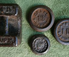 Vintage Old Handmade Rustic Iron Weight Measurement Seer Scale Rare 4 Piece