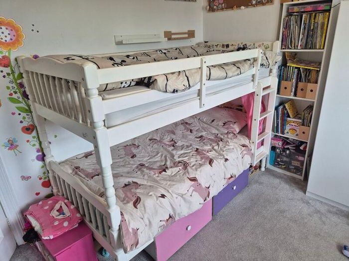 White Wooden Bunk Bed