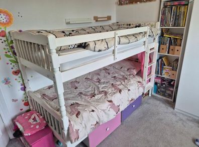 White Wooden Bunk Bed