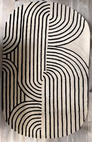 Oval Hand Tufted Modern Rug 5 x 8 ft,black & white