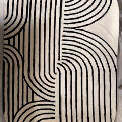 Oval Hand Tufted Modern Rug 5 x 8 ft,black & white