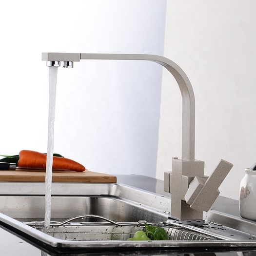 Square 3 Way Faucet Brass Beige