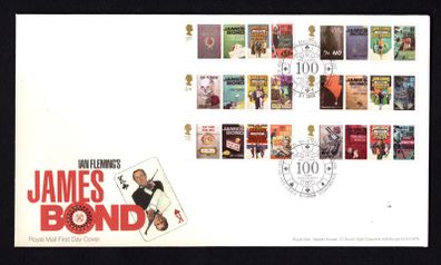 2008 Great Britain The 100th Anniversary of the Birth of Ian Fleming (writer for James Bond) Commemorative Stamps addressed First Day Cover (FDC) with Edinburgh pictorial cancel