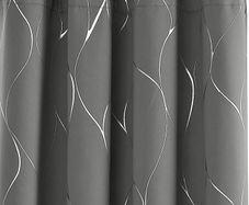 MULTIPLE SIZES AVAILABLE Blackout Curtains, Thermal Insulated Curtains, Wave Line Foil Printed Ring Top Curtains for Girls Bedroom, 46 x 54 Inch(Width x Length), Light grey, 2 panels (FREE SHIPPING)