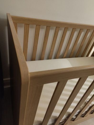 Oak Finish Baby Cot with Mattress  Barely Used Portmarnock