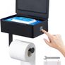 Bathroom Toilet Box Station, Toilet Paper Holder, Dude Stash Box Black Image 2
