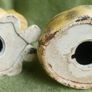 Antique Hand Painted Cast Iron Yellow Tabby Still Bank - Glass Eyes , 85 each Image 9