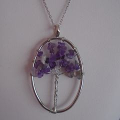Amethyst Tree of Life pendant. Jewellery, Necklace,February birthstone