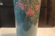 15" Early 20th Century Chinese Hand painted Cylinder Vase