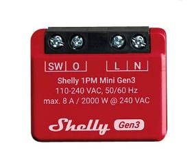 Shelly Plus 1PM Mini Gen. 3  WLAN-controlled intelligent relay, 1 channel 8 A, with power measurement
