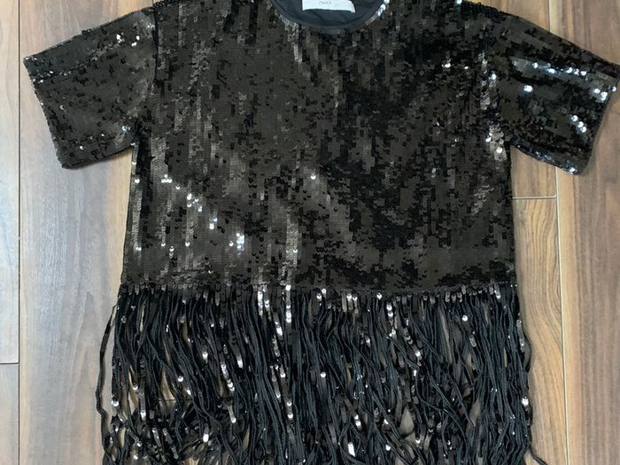 BRAND NEW Ladies Zara Sequin Tassle Top: Size 12