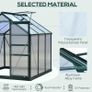 Clear Polycarbonate Greenhouse Large Walk-In Green House Galvanized Base Aluminium Frame w/ Slide Door (6 x 6ft) Image 4