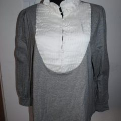 Rowen Avenue grey cream blouse size XL UK18 EU46 Postage included