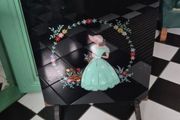 Vintage painted glass Art Deco fire screen