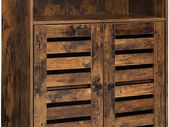Bathroom cabinet, bathroom cabinet, 60 x 30 x 80 cm, storage cabinet, lamellar doors, open compartment, adjustable shelf level, vintage brown