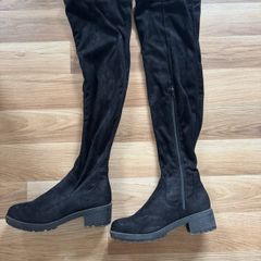 Black Suede Knee High Boots, size 5(38)