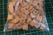 set of 100 wooden scrabble tabs
