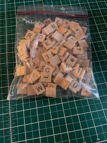 set of 100 wooden scrabble tabs